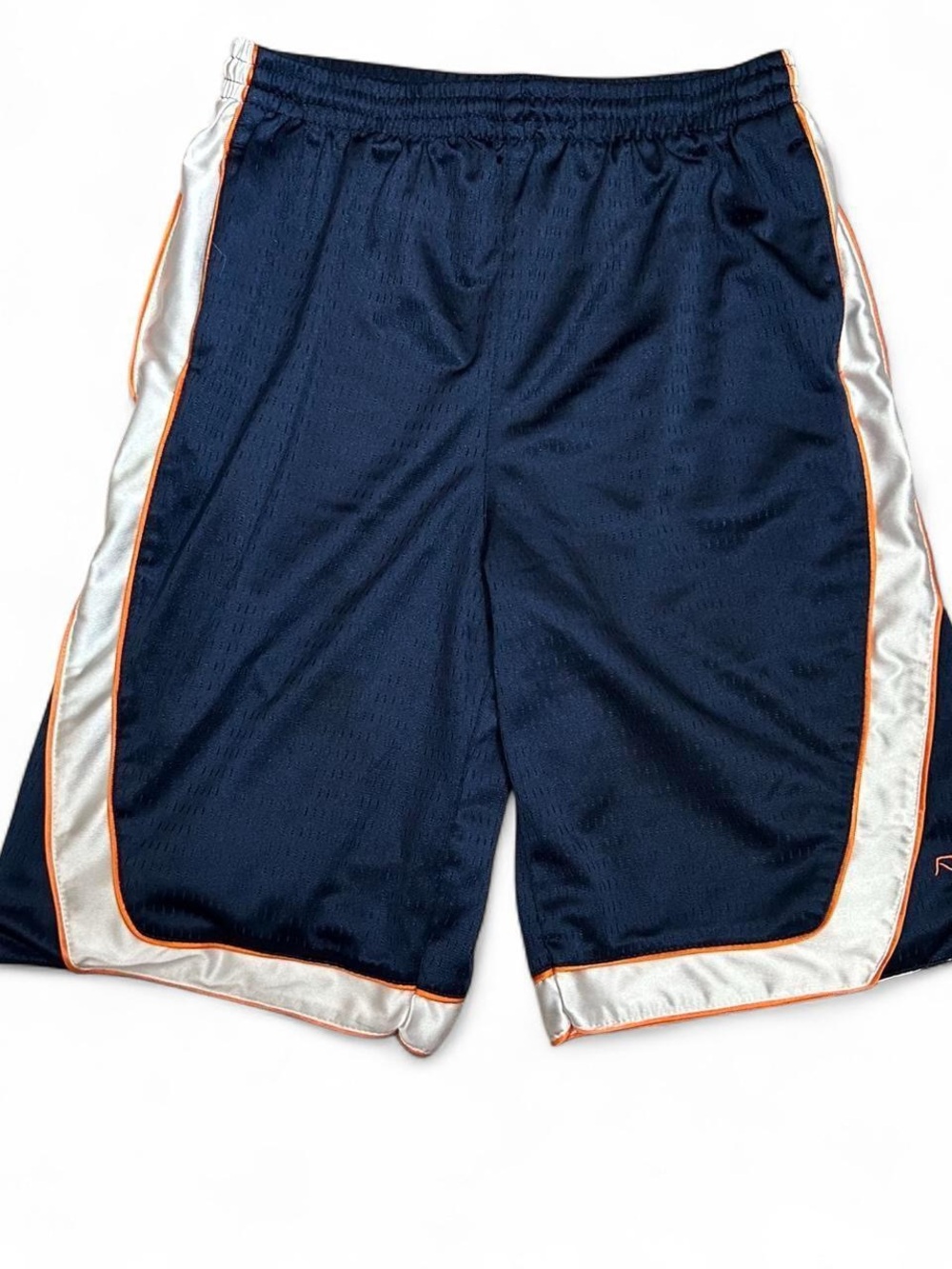 Y2K Reebok RBK Basketball Shorts Men's L Navy White Orange Athletic Shiny *Read*
